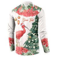 Personalized Trinidad And Tobago Christmas Button Sweatshirt Scarlet Ibis Wild Poinsettia Watercolor - Wonder Print Shop