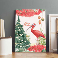 Trinidad And Tobago Christmas Canvas Wall Art Scarlet Ibis Wild Poinsettia Watercolor - Wonder Print Shop