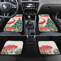 Personalized Trinidad And Tobago Christmas Car Mats Scarlet Ibis Wild Poinsettia Watercolor - Wonder Print Shop