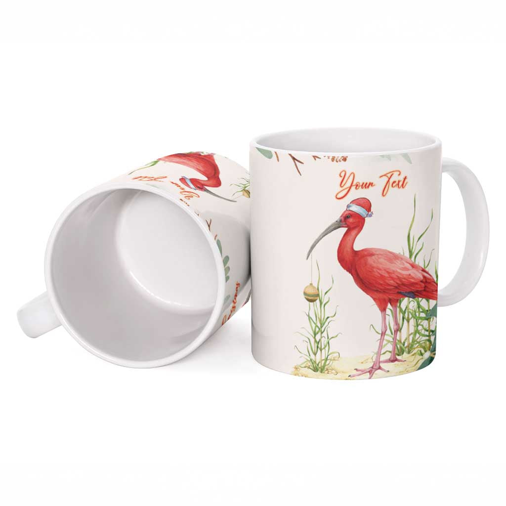 Personalized Trinidad And Tobago Christmas Ceramic Mug Scarlet Ibis Wild Poinsettia Watercolor - Wonder Print Shop