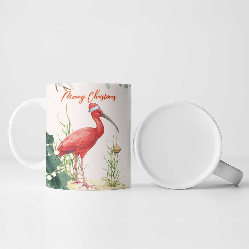 Personalized Trinidad And Tobago Christmas Ceramic Mug Scarlet Ibis Wild Poinsettia Watercolor - Wonder Print Shop