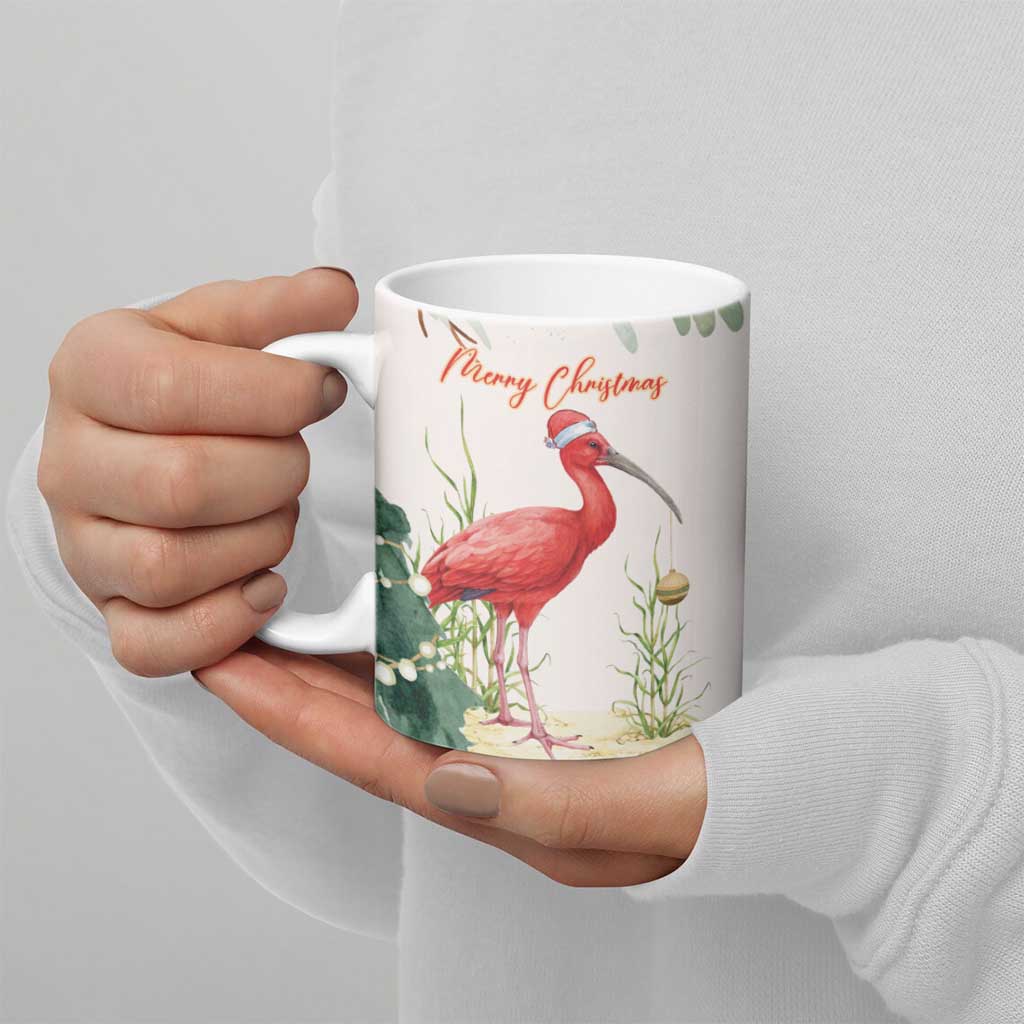 Personalized Trinidad And Tobago Christmas Ceramic Mug Scarlet Ibis Wild Poinsettia Watercolor - Wonder Print Shop