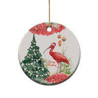 Personalized Trinidad And Tobago Christmas Ceramic Ornament Scarlet Ibis Wild Poinsettia Watercolor - Wonder Print Shop