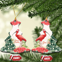 Personalized Trinidad And Tobago Christmas Ceramic Ornament Scarlet Ibis Wild Poinsettia Watercolor - Wonder Print Shop