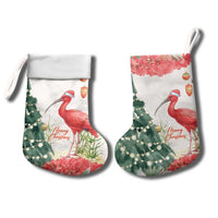Personalized Trinidad And Tobago Christmas Stocking Scarlet Ibis Wild Poinsettia Watercolor - Wonder Print Shop