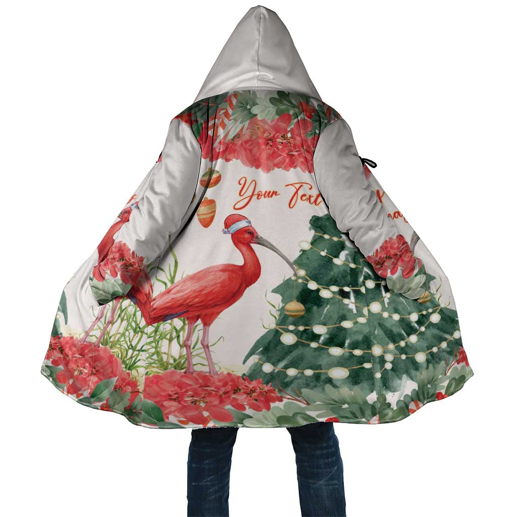 Personalized Trinidad And Tobago Christmas Cloak Scarlet Ibis Wild Poinsettia Watercolor - Wonder Print Shop