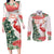 Personalized Trinidad And Tobago Christmas Couples Matching Long Sleeve Bodycon Dress and Long Sleeve Button Shirt Scarlet Ibis Wild Poinsettia Watercolor - Wonder Print Shop