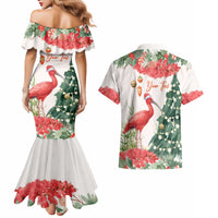 Personalized Trinidad And Tobago Christmas Couples Matching Mermaid Dress and Hawaiian Shirt Scarlet Ibis Wild Poinsettia Watercolor - Wonder Print Shop