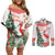 Personalized Trinidad And Tobago Christmas Couples Matching Off Shoulder Short Dress and Long Sleeve Button Shirt Scarlet Ibis Wild Poinsettia Watercolor - Wonder Print Shop