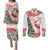 Personalized Trinidad And Tobago Christmas Couples Matching Puletasi and Long Sleeve Button Shirt Scarlet Ibis Wild Poinsettia Watercolor - Wonder Print Shop