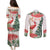 Personalized Trinidad And Tobago Christmas Couples Matching Puletasi and Long Sleeve Button Shirt Scarlet Ibis Wild Poinsettia Watercolor - Wonder Print Shop