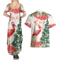 Personalized Trinidad And Tobago Christmas Couples Matching Summer Maxi Dress and Hawaiian Shirt Scarlet Ibis Wild Poinsettia Watercolor - Wonder Print Shop