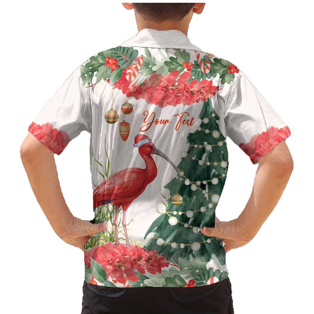 Personalized Trinidad And Tobago Christmas Family Matching Mermaid Dress and Hawaiian Shirt Scarlet Ibis Wild Poinsettia Watercolor - Wonder Print Shop