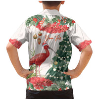 Personalized Trinidad And Tobago Christmas Family Matching Mermaid Dress and Hawaiian Shirt Scarlet Ibis Wild Poinsettia Watercolor - Wonder Print Shop