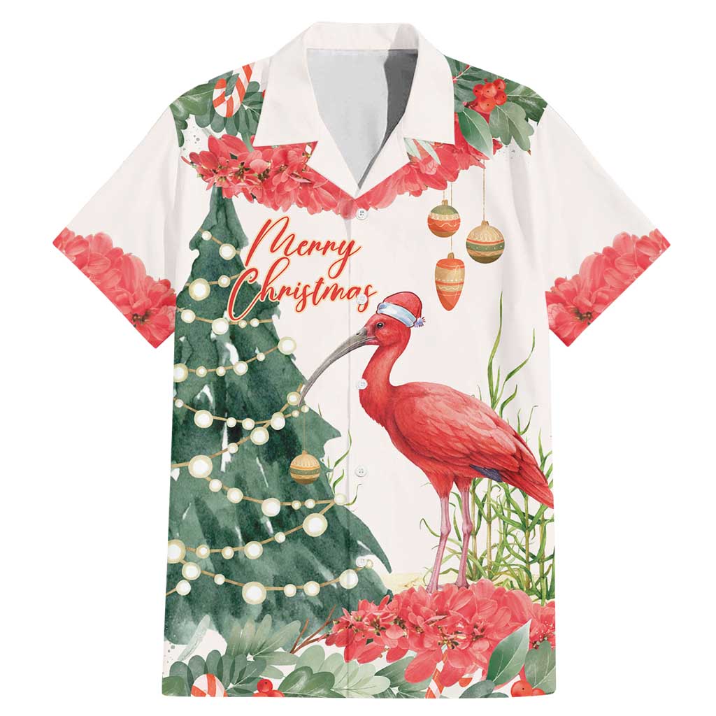 Personalized Trinidad And Tobago Christmas Family Matching Mermaid Dress and Hawaiian Shirt Scarlet Ibis Wild Poinsettia Watercolor - Wonder Print Shop