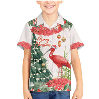 Personalized Trinidad And Tobago Christmas Family Matching Mermaid Dress and Hawaiian Shirt Scarlet Ibis Wild Poinsettia Watercolor - Wonder Print Shop