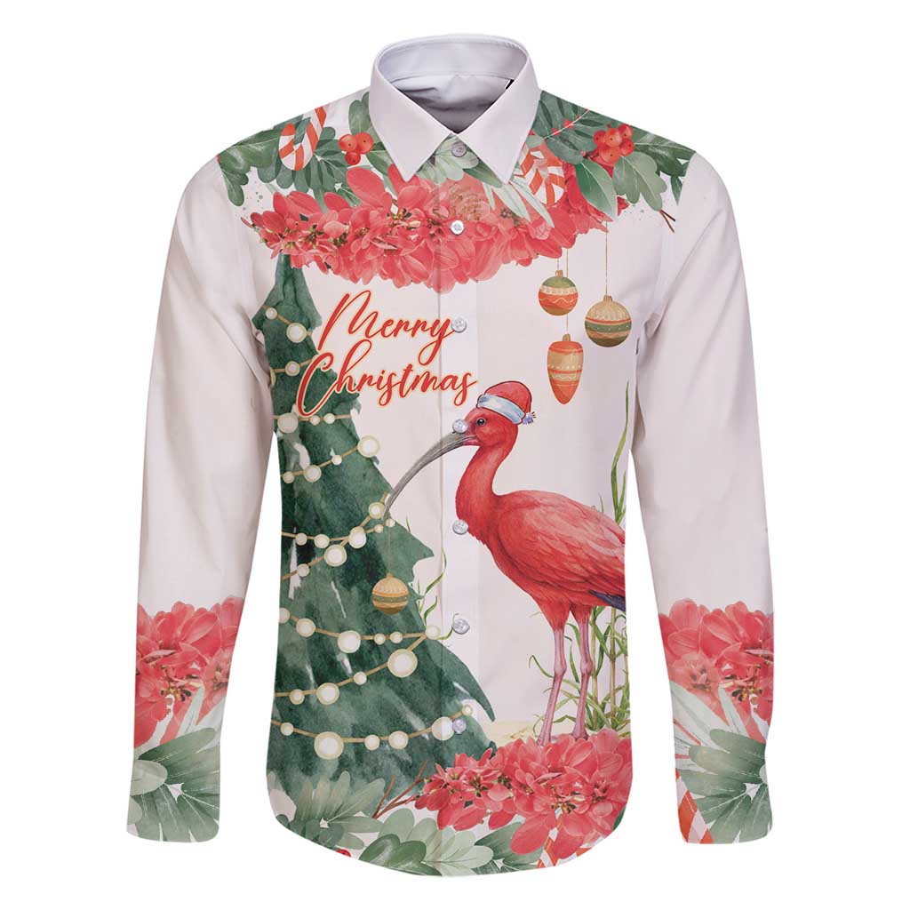 Personalized Trinidad And Tobago Christmas Family Matching Off Shoulder Maxi Dress and Hawaiian Shirt Scarlet Ibis Wild Poinsettia Watercolor - Wonder Print Shop