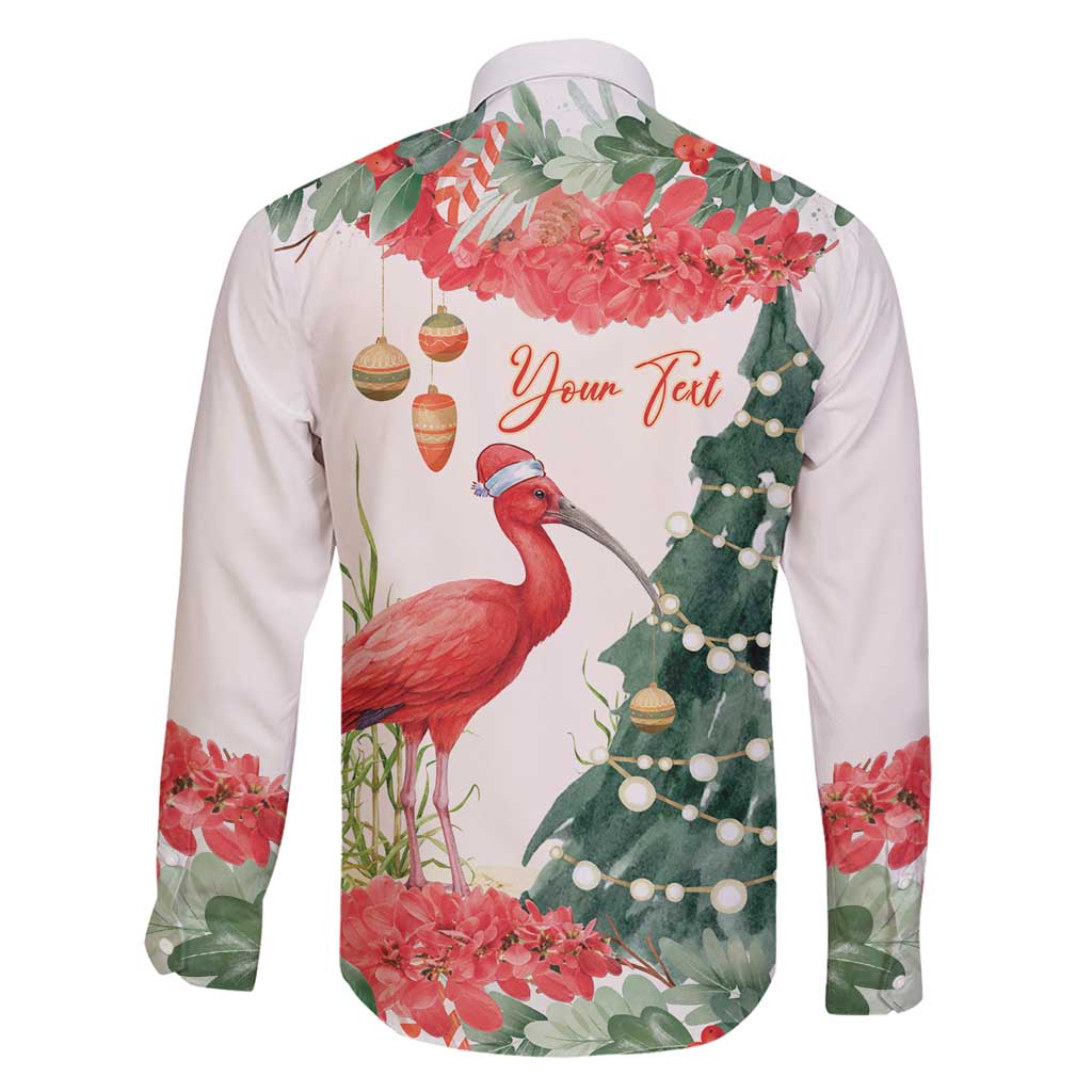 Personalized Trinidad And Tobago Christmas Family Matching Off Shoulder Maxi Dress and Hawaiian Shirt Scarlet Ibis Wild Poinsettia Watercolor - Wonder Print Shop