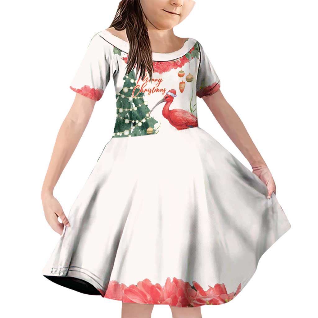 Personalized Trinidad And Tobago Christmas Family Matching Off Shoulder Short Dress and Hawaiian Shirt Scarlet Ibis Wild Poinsettia Watercolor - Wonder Print Shop