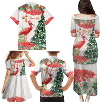 Personalized Trinidad And Tobago Christmas Family Matching Puletasi and Hawaiian Shirt Scarlet Ibis Wild Poinsettia Watercolor - Wonder Print Shop