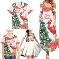 Personalized Trinidad And Tobago Christmas Family Matching Summer Maxi Dress and Hawaiian Shirt Scarlet Ibis Wild Poinsettia Watercolor - Wonder Print Shop