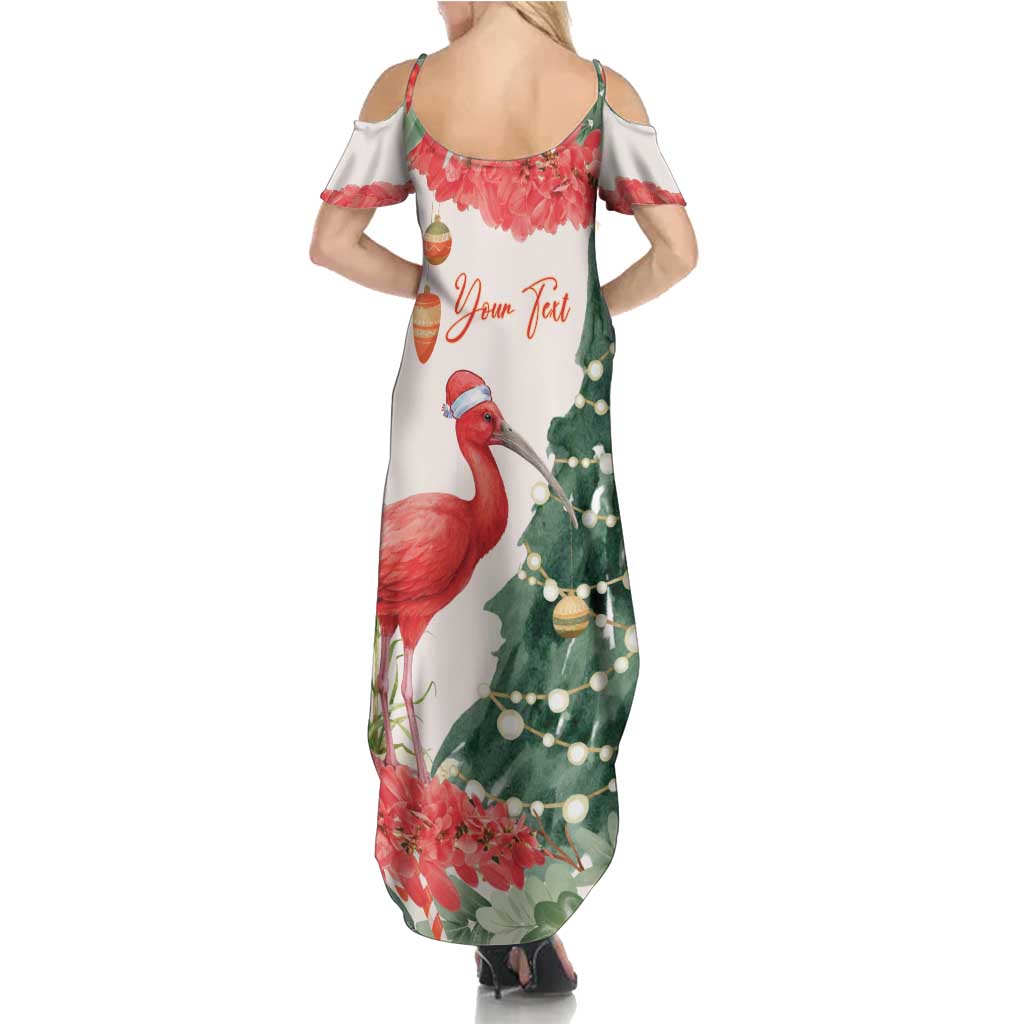 Personalized Trinidad And Tobago Christmas Family Matching Summer Maxi Dress and Hawaiian Shirt Scarlet Ibis Wild Poinsettia Watercolor - Wonder Print Shop