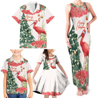 Personalized Trinidad And Tobago Christmas Family Matching Tank Maxi Dress and Hawaiian Shirt Scarlet Ibis Wild Poinsettia Watercolor - Wonder Print Shop