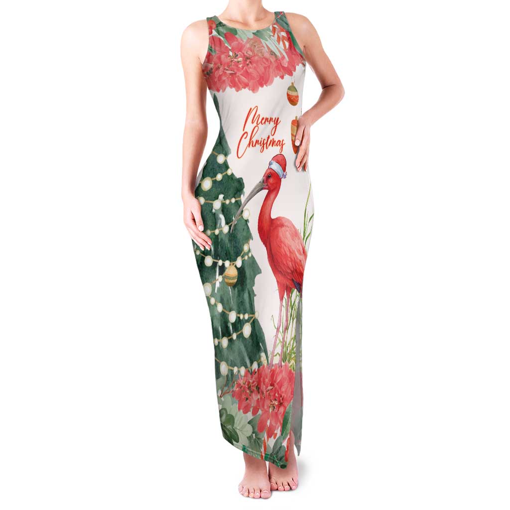 Personalized Trinidad And Tobago Christmas Family Matching Tank Maxi Dress and Hawaiian Shirt Scarlet Ibis Wild Poinsettia Watercolor - Wonder Print Shop