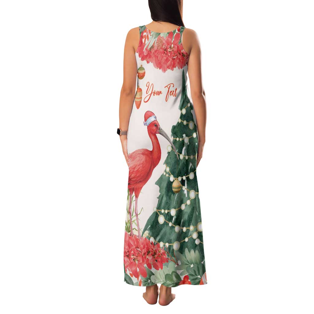 Personalized Trinidad And Tobago Christmas Family Matching Tank Maxi Dress and Hawaiian Shirt Scarlet Ibis Wild Poinsettia Watercolor - Wonder Print Shop