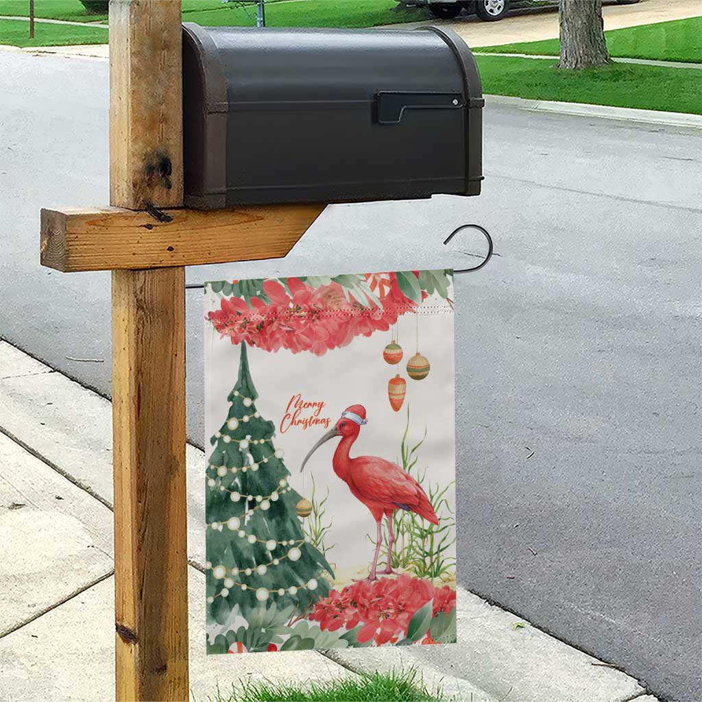 Trinidad And Tobago Christmas Garden Flag Scarlet Ibis Wild Poinsettia Watercolor - Wonder Print Shop