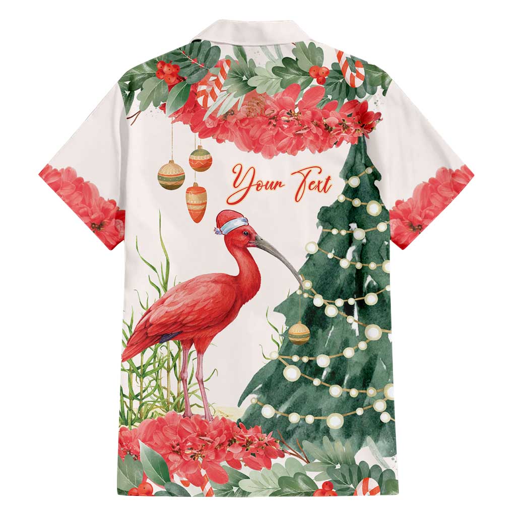 Personalized Trinidad And Tobago Christmas Hawaiian Shirt Scarlet Ibis Wild Poinsettia Watercolor - Wonder Print Shop