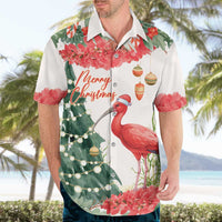 Personalized Trinidad And Tobago Christmas Hawaiian Shirt Scarlet Ibis Wild Poinsettia Watercolor - Wonder Print Shop