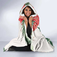 Trinidad And Tobago Christmas Hooded Blanket Scarlet Ibis Wild Poinsettia Watercolor - Wonder Print Shop