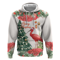 Personalized Trinidad And Tobago Christmas Hoodie Scarlet Ibis Wild Poinsettia Watercolor - Wonder Print Shop