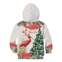 Personalized Trinidad And Tobago Christmas Kid Hoodie Scarlet Ibis Wild Poinsettia Watercolor - Wonder Print Shop