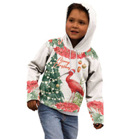 Personalized Trinidad And Tobago Christmas Kid Hoodie Scarlet Ibis Wild Poinsettia Watercolor - Wonder Print Shop