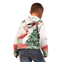 Personalized Trinidad And Tobago Christmas Kid Hoodie Scarlet Ibis Wild Poinsettia Watercolor - Wonder Print Shop
