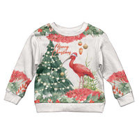 Personalized Trinidad And Tobago Christmas Kid Ugly Christmas Sweater Scarlet Ibis Wild Poinsettia Watercolor - Wonder Print Shop