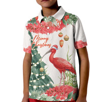 Personalized Trinidad And Tobago Christmas Kid Polo Shirt Scarlet Ibis Wild Poinsettia Watercolor - Wonder Print Shop