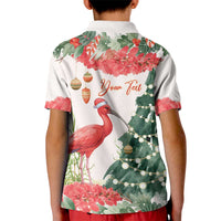 Personalized Trinidad And Tobago Christmas Kid Polo Shirt Scarlet Ibis Wild Poinsettia Watercolor - Wonder Print Shop