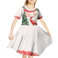 Personalized Trinidad And Tobago Christmas Kid Short Sleeve Dress Scarlet Ibis Wild Poinsettia Watercolor - Wonder Print Shop