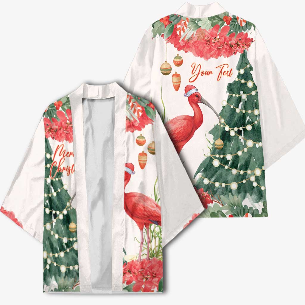 Personalized Trinidad And Tobago Christmas Kimono Scarlet Ibis Wild Poinsettia Watercolor - Wonder Print Shop