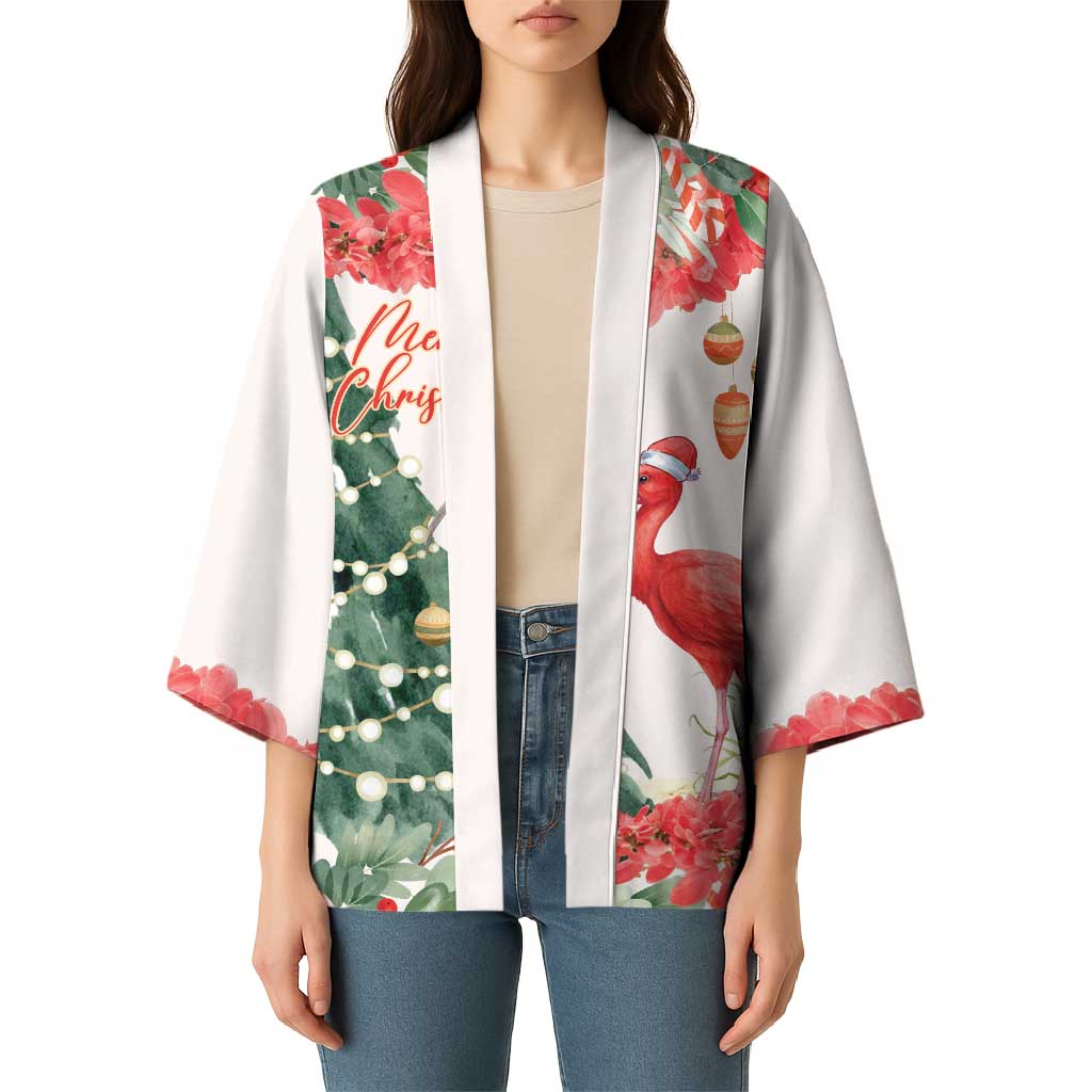 Personalized Trinidad And Tobago Christmas Kimono Scarlet Ibis Wild Poinsettia Watercolor - Wonder Print Shop