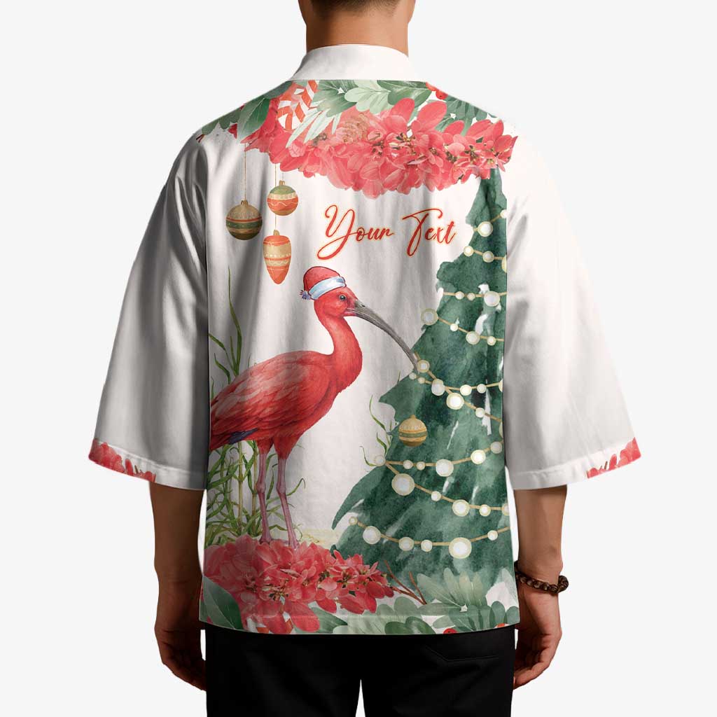 Personalized Trinidad And Tobago Christmas Kimono Scarlet Ibis Wild Poinsettia Watercolor - Wonder Print Shop