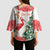 Personalized Trinidad And Tobago Christmas Kimono Sleeve Blouse Scarlet Ibis Wild Poinsettia Watercolor - Wonder Print Shop