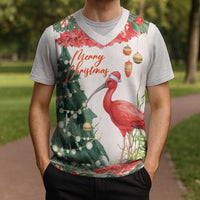 Personalized Trinidad And Tobago Christmas Knitted V-Neck Vest Scarlet Ibis Wild Poinsettia Watercolor - Wonder Print Shop