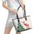 Trinidad And Tobago Christmas Leather Tote Bag Scarlet Ibis Wild Poinsettia Watercolor - Wonder Print Shop