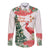 Personalized Trinidad And Tobago Christmas Long Sleeve Button Shirt Scarlet Ibis Wild Poinsettia Watercolor - Wonder Print Shop