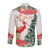 Personalized Trinidad And Tobago Christmas Long Sleeve Button Shirt Scarlet Ibis Wild Poinsettia Watercolor - Wonder Print Shop