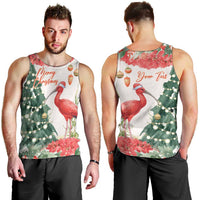 Personalized Trinidad And Tobago Christmas Men Tank Top Scarlet Ibis Wild Poinsettia Watercolor - Wonder Print Shop